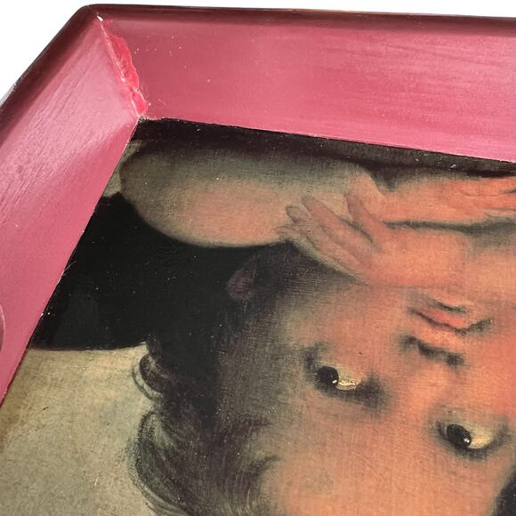 Solid Sturdy Bar Tray Angel Antique Style Raphael Sistine Cherubs Serveware READ - Picture 12 of 12